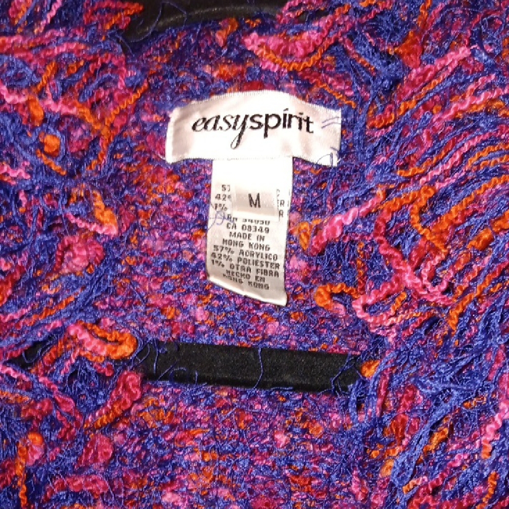 Easy Spirit Multicolor Fringed Cardigan